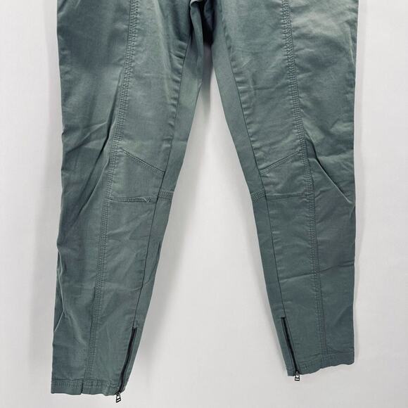 ATM Enzyme Wash Slim Ankle‎ Zip Pants Womens 4 Green Chino Preppy Quiet Luxury - Picture 3 of 12
